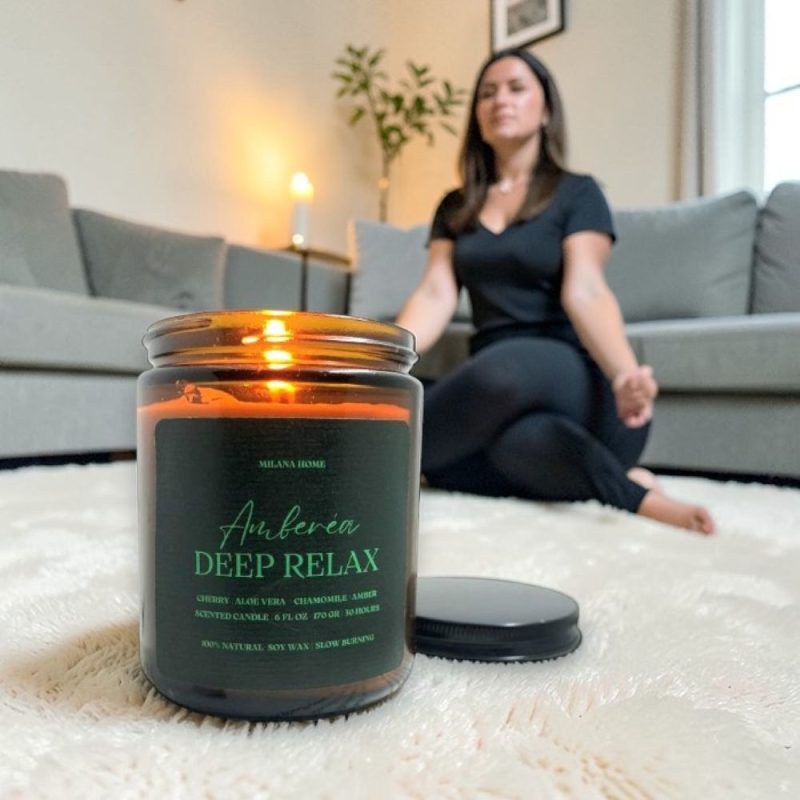 Amber kokulu kavanoz mum